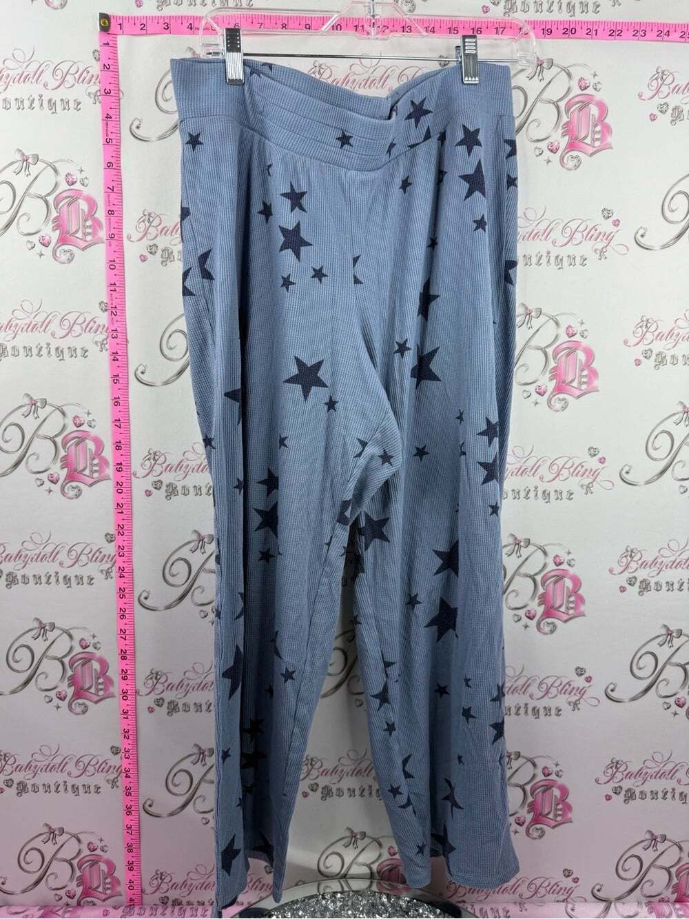 GAP pants waffle knit thermal Light Blue Star-Print Lounge Pants